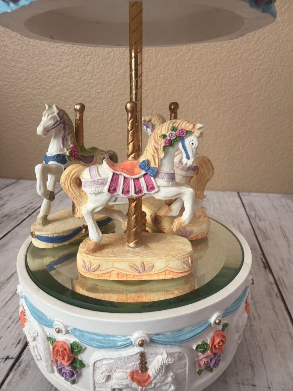 Vintage Wind-Up Music Box Nursery Decor Plays Carousel Waltz - Picture 7 of 12